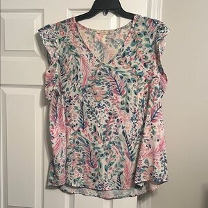 Cotton Bleu bran Floral Print Women's Top size 1x